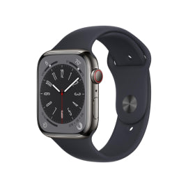 Apple Watch Series 8 GPS + Cellular 45 mm Graphite Edelstahlgehäuse mit Midnight Sport Band