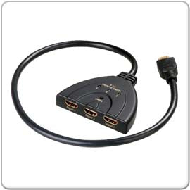 3 Port HDMI Switch Kabel 1.4 a, 3D und Ethernet, Full HD TV Verteiler Umschalter